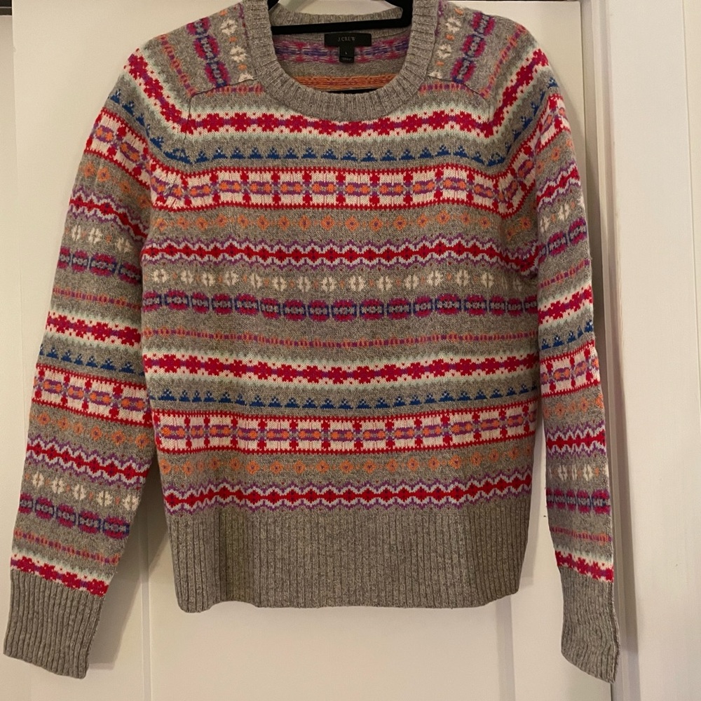 J.Crew Fair Isle 100% Wool Sweater - Size L